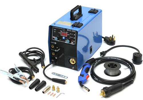 200A 4-in-1 Multi-Process Welder, 110V/220V MIG/TIG/MMA/Stick Welding Machine, Gas & Gasless Flux Core Welder with IGBT Inverter