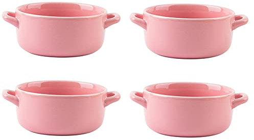 Große Salatschüsseln Suppenschüssel Set aus 4 Keramik-Suppenschalen mit Griffen, Keramik-Servierschalen-Set for Suppen, Körner und Eintöpfe, Frühstücksschalen Schüsseln für die Küche Servierschüssel f