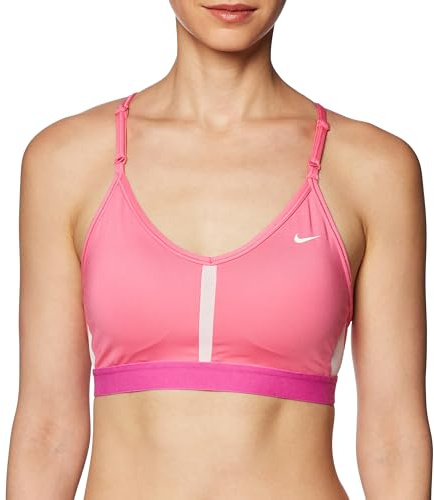 Nike DF Indy V-Necck Bra Camiseta, Pink Spell/Cosmic Fucsia/Whit, Extra-Large para Mujer