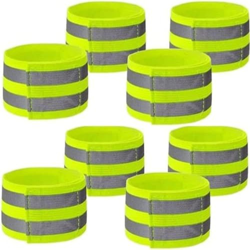 KOMUNJ 8 Pcs Doppel Reflektorbänder, Reflektierend Hochsichtbarer Reflektor Band Sicherheits-Armband für Radfahren, Wandern, Motorrad-Reiten oder Laufen