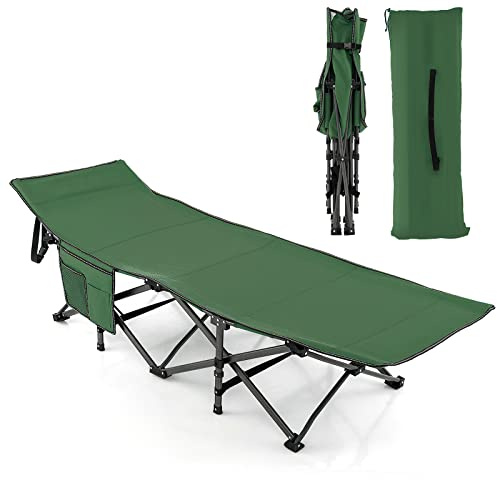 COSTWAY Feldbett mit Seitentasche, bis 272 kg belastbar, klappbarer Campingbett, Campingliege, Klappbett, Reiseliege, Faltbett für Reisen, Indoor, Outdoor (Grün)