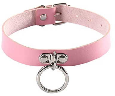 Gualiy Choker Halsband, Choker Leder mit O Ring Choker Halskette Sexy 42cm Verstellbar Tattoo Choker