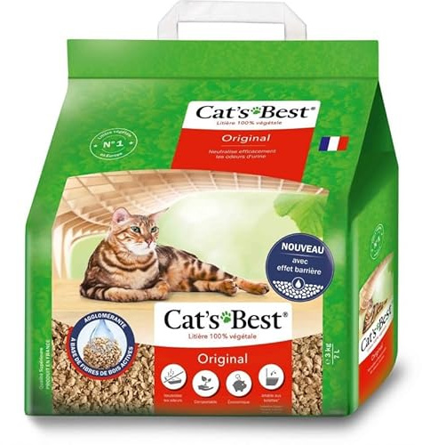 Caty Best - Original 3Kg/7L Litière Végétale Agglomérante pour Chat - Nouvelle Formule Respectueuse de l'environnement - Contrôle des Odeurs et Absorption Optimale des Liquides. - L'Unité