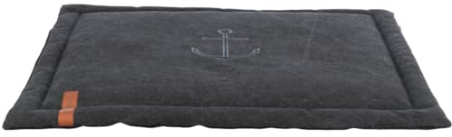 TRIXIE Liegematte BE Nordic Föhr 70x55 cm in schwarz – hochwertiges Hundebett für mittelgroße & kleine Hunde - große Hundedecke aus robustem Stoff in Canvas-Haptik - waschbar – 37438