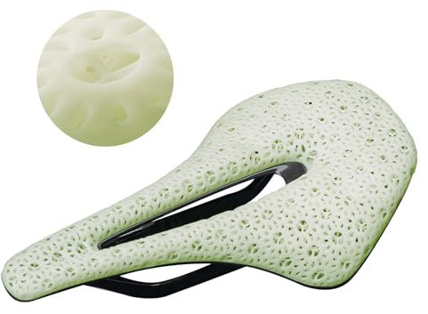 ROCKBROS Rennradsattel Fahrradsattel 3D Druck Carbon Fahrrad Sättel Ultraleicht Atmungsaktiver Stoßdämpfender Ergonomischer Fahrradsitz für Rennrad MTB BMX Damen & Herren Grün