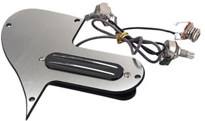 Mandolinen Schlagbrett Satz Vorverdrahtet A500k B500k 3-lagig | Kupfer Ausführung in Silber, Inklusive V/t Knöpfe und 6, 3-mm Buchse, Passend für Mandoline