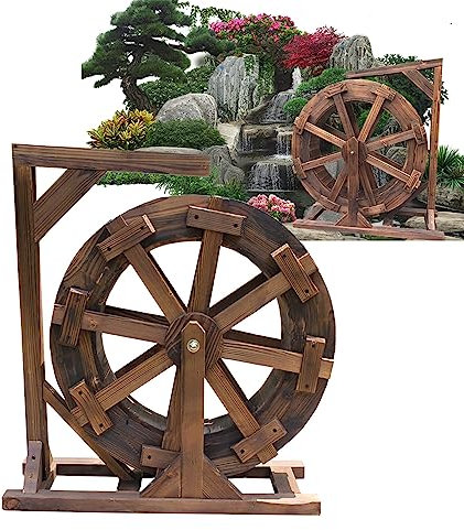 Holz-Wasserrad-Brunnen, Außenräder-Brunnen, Vintage-rustikaler Zierteich, dekorativ, Feng-Shui-Räder, Brunnen, Hof, dekorativ im Freien, für Vogelbad, Aquarium, Teich oder Garten (Größe: Durchmesser