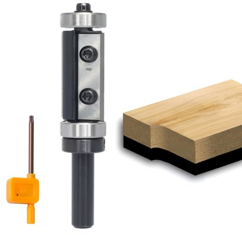 Wendeplatten-Bündigfräser mit 2 Kugellagern, Schaft 8mm, Ø 16mm, NL 30mm | Wendeplatten ermöglichen einfachen Wechsel. 2 Kugellager bieten stabile Führung für präzises Bündigfräsen und Kopierarbeiten.