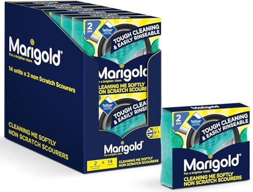 Cleaning Me Softly Non-Scratch Scourer - 14 Packs of 2 Scourers | Gentle Cleaning Pads for Kitchen & Home | Long Lasting & Eco-Friendly | 12.6 x 2.5 x 11.5 cm