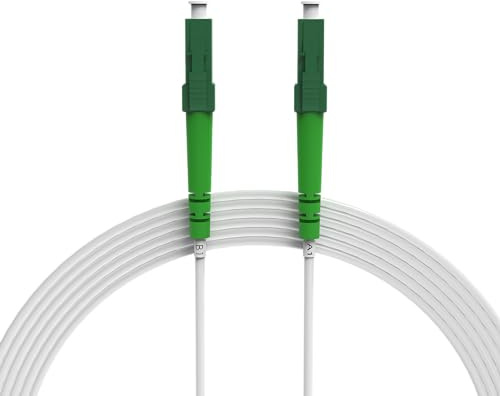 nexinex - 15m weißes Glasfaserkabel LC/APC auf LC/APC Patchkabel | Kompatibel mit Telekom, Vodafone, 1&1, Fritzbox, etc. | LWL Simplex Singlemode OS2 FTTH Glasfaser Lichtwellenleiter Kabel