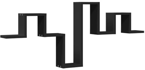 vidaXL Wandregal, Bücherregal mit Stauraum, Hängeregal für Schlafzimmer Wohnzimmer Büro, Schweberegal Wandboard Regal, Modern, Schwarz Holzwerkstoff