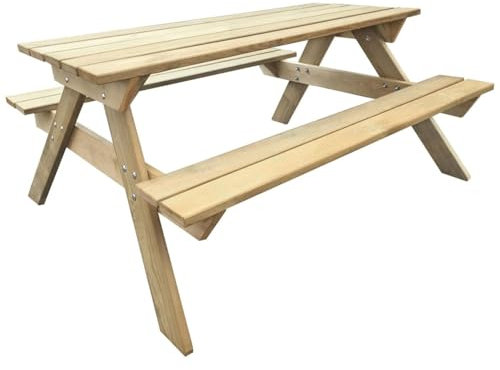 Homgoday Picknicktisch 150 x 135 x 71,5 cm aus Holz, Möbel, Gartentisch, Esstisch, Küchentisch, Gartentisch