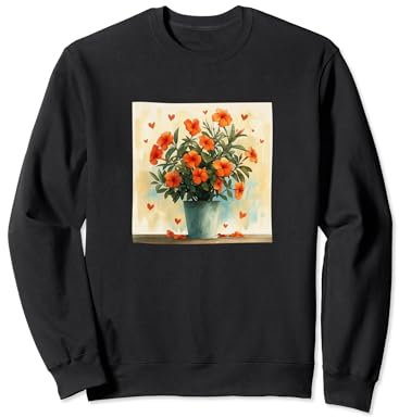 Oleander Plant In Pot Cottagecore Hearts Graphic Sweatshirt