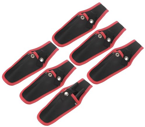 M METERXITY 6-Pack Funda para Tijeras de Jardín, Funda Portátil de Lona para Tijeras de Podar, Soporte para Alicates para Cinturón, Estuche para Tijeras de Jardín [Rojo-Negro]