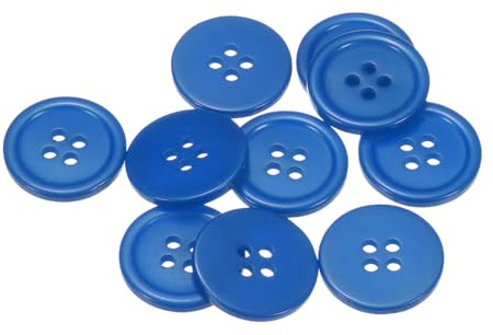 sourcing map Nähknöpfe aus Kunstharz, rund, flach, 4 Löcher, 32 l, 20 mm, Dunkelblau, 10 Stück