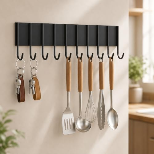 2 portachiavi magnetici per frigorifero con 10 ganci, porta utensili magnetico da parete, forte gancio magnetico per chiavi, organizer per chiavi, per cucina, porta in metallo, griglia, cappotti,