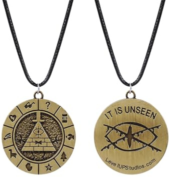 GAUEIOUR Bill Cipher Gravity Falls - Collar con colgante de rueda de ojo triangular, aleación de oro, ajustable, accesorios de dibujos animados para hombre, Halloween, joyería de Navidad, 0, Plata, No