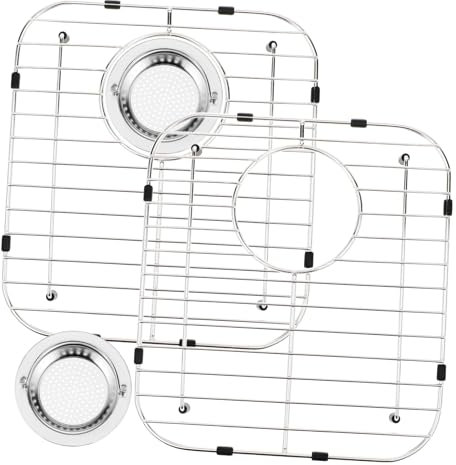 HOMOCONO 2pcs Stainless Steel Sink Rack Bottom Kitchen Sink Grate for Protecting and Drying Dishes