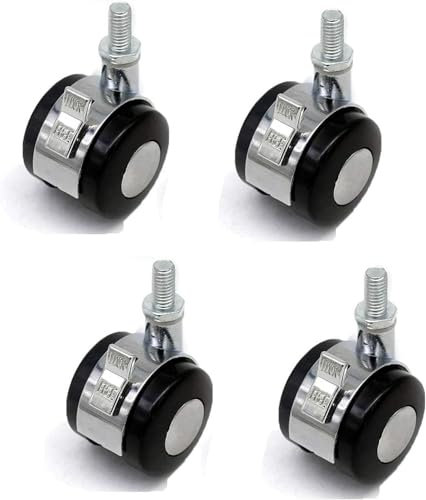 Office chair wheels,Set of 4 Office Chair Caster with Brake,Universal Chair Casters Wheels,Plastic Swivel Twin Castors,Heavy Duty Wheels for Furniture,41mm Swivel Caster,Threaded Stem 7.6x14mm