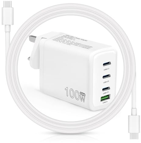 FJEZCHN 100W USB C GaN Laptop Charger Compatible With Mac Book Air Pro 2023 2022 2021 2020 2019 16 15 14 13 Inch,I Pad Pro Air Mini,G alaxy S24 S23 and More Devices TYPE C Power Supply Adapter