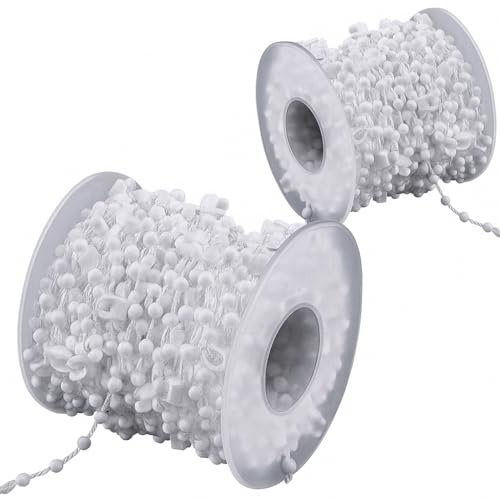 Vertical Blind Bottom Chain White Beaded Chain for Slats with Ball Clips & Connectors Roller Blind Replacement Chain for Window Vertical Blinds (For 89mm slats, 5, Meter)