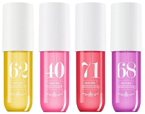 Parfüm Bodyspray Damen, 4 Stück 90ml Fruchtiges Body Mist, Long Lasting Fragrance Spray, Hair and Body Fragrance Mist, Parfum Damen Set,Feuchtigkeitsspendende Befeuchtet die Haut Aerosol