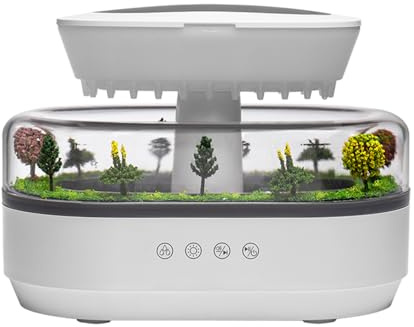 Raindrop Humidifier White Noise, 7 Color Lights Aromatherapy Oil Diffuser 250ml Cloud Rain Humidifier Microlandscape for Sleeping, UK Plug