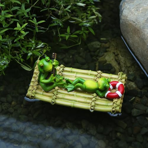 Kertaym Miniteich Frosch Garten Schwimmende Harz Froschfiguren Wetterfest für Balkon Gartenteich und Miniteich Realistische Teichfiguren mit Schwimmfunktion (B)