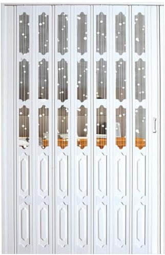 Puerta corrediza plegable de PVC y acrílico, puerta interior múltiple para despensa de cocina, dormitorio, baño, oficina, tamaños de 24 a 70 pulgadas, acabado blanco, diseño que ahorra espacio.