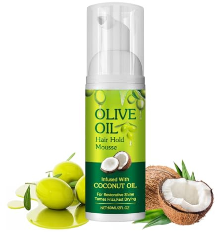 Olive Oil Curl Mousse – Hair Mousse for Curly Hair Styling,Curling Cream & Curl Foam,Strong Hold Volume Mousse,Infused With Nourishing Coconut Oil,Hair Setting Lotion for Fine Hair & Wavy Hair