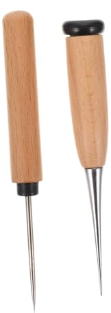 Angoily 2pièces Poinçons à Manche Bois Ronds Outils Pour Couture Cuir Fournitures Bricolage Artisanat