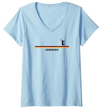 Damen Volleyball Fan Beachvolleyball Outfit Germany T-Shirt mit V-Ausschnitt