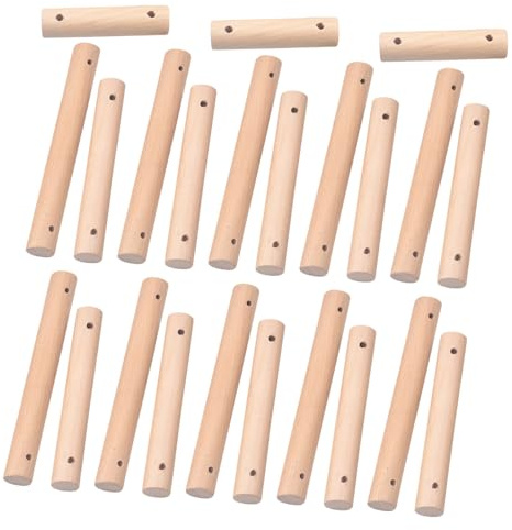 BESTonZON 30 Stück Holzstäbe Mit Löchern DIY Holzstäbe Bastelholzdübel 6 cm Holzdübel Kleines Vogelspielzeug Finken Kanarienvogelleiter Vogelkäfig Kletterspielzeug Vogelspielzeug
