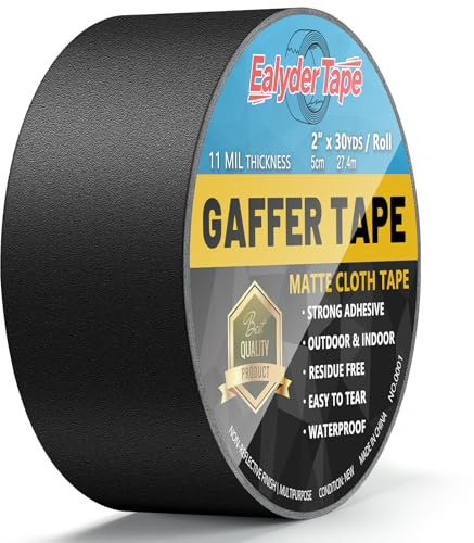 1 Rolle Schwarzes Gewebeklebeband 50mm x 27,4m Wasserfest Rückstandsfrei | Strapazierfähiges Gaffer Tape für Bühne, Kabel & Reparaturen – nicht reflektierend, handreißbar, rückstandsfrei.