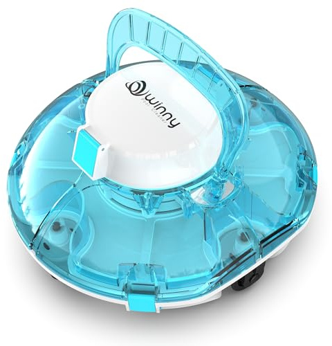 (2026 Upgrade) Cordless Robotic Pool Cleaner, Lasts 80 Min, Automatic Vacuum for Above-Ground Pools up to 645 Sq.ft,Portable, Self-Parking (Transparent Blue)