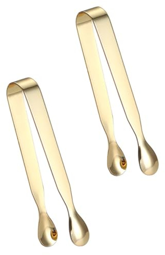 Uonlytech Pinzas para Azúcar y Cubitos de Hielo 2 Piezas de Acero Inoxidable 430 Acabado Dorado Antideslizantes y Multiusos para Servir Cocina Fiestas y Restaurantes