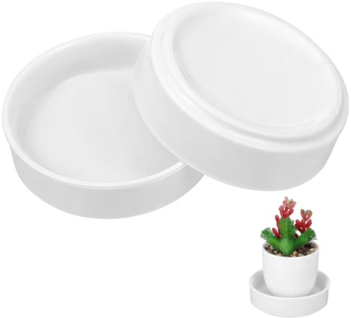 NUOBESTY Keramik Blumentopfuntersetzer 2 Stück Pack mit Glatter Glasur Runde Tropfschalen für Zimmerpflanzen Wasserfeste Pflanzgefäß Abtropfschalen für Wohnzimmer und Terrasse