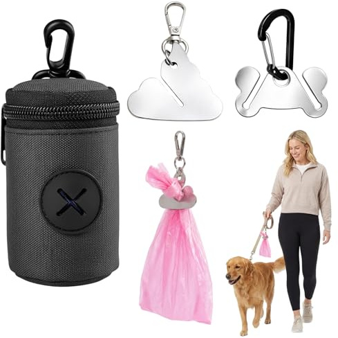 2 Stück Kotbeutelhalter, Freihändige Halterung für Hundekotbeutel, für Hundekotbeutel, Hundekotbeutelhalter für Leine, Spender, Zubehör (Silber)