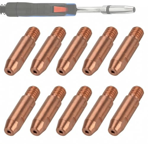 Zyrtkeriom 10 Piezas Accesorios de Soldadura Consumibles para Máquina de Soldadura MIG, Boquilla de Gas de Contacto 0,8mm M6, Punta de Guía de Alambre Compatible con Antorcha MB24KD