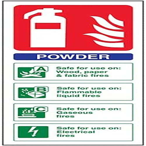 V Safety Powder Id Fire Extinguisher Sign - Portrait - 75mm x 200mm - 2mm Rigid Plastic