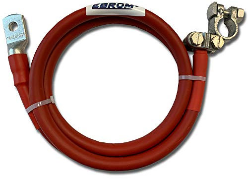 EBROM Battery cable, car cable with pole terminal (+) connection left, 25 mm² red, ready assembled + heat shrink tube, from 30 cm to 2 metres, ring eyelets/cable lugs M6/M8/M10/M12/without - 25 mm2