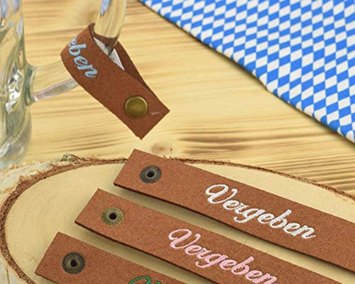 Henkelband 'Vergeben' Bestickt - Stickfarbe wählbar - 1 Stück - Oktoberfest Maß Maßkrugband