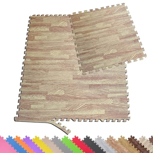 Sporttrend 24® 16 Schutzmatten ohne Randstücke Set in Hellbraun 60x60x1cm | 5,76qm | Bodenschutzmatte Unterlegmatte für Fitnessgeräte Sportgeräte