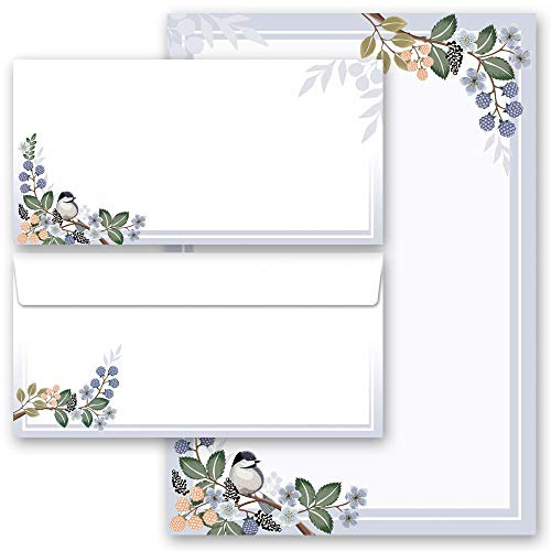 Briefpapier Sets Jahreszeiten - Frühling, FRÜHLINGSZWEIGE 10 Blatt Briefpapier + 10 passende Briefumschläge DIN LANG ohne Fenster | Paper-Media