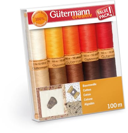 Gütermann creativ Nähfaden-Set mit 10 Spulen Baumwolle 100 m in verschiedenen Farben