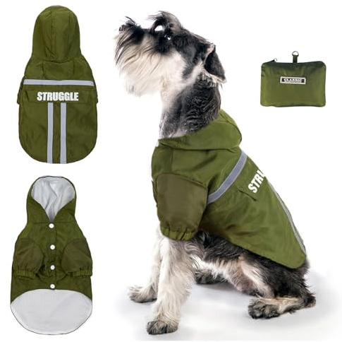 PETCUTE Regenmantel für Hunde, Regenmantel für mittelgroße und große Hunde, mit reflektierender Kapuze, ultraleicht und wasserdicht