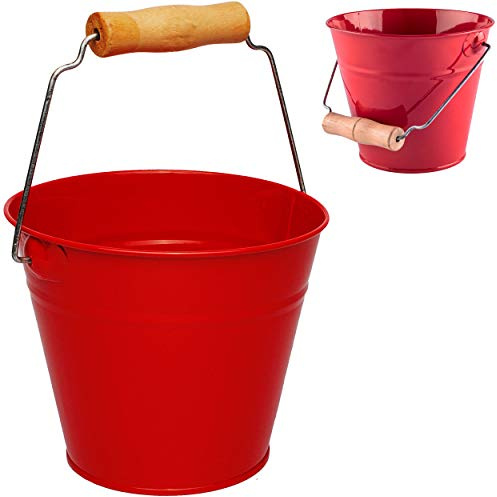 alles-meine.de GmbH 4 Stück kleine - Metalleimer - rot - 13 cm hoch - 1,2 Liter - mit 3D Effekt Rillen Prägung - Metall - Blech Eimer - Partyeimer/Sandeimer/Kindereimer Gar..