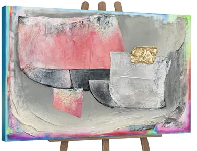 YS-Art Luxus Abstrakt Acrylbild Accent II handgemalt Design Gold grau rot