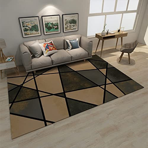 DJHWWD Auslegware Teppichboden Antirutsch Für Teppich Geometrischer Rechteckiger Zeitgenössischer Grauer Brauner Wohnzimmerteppich Badezimmer 80X120CM