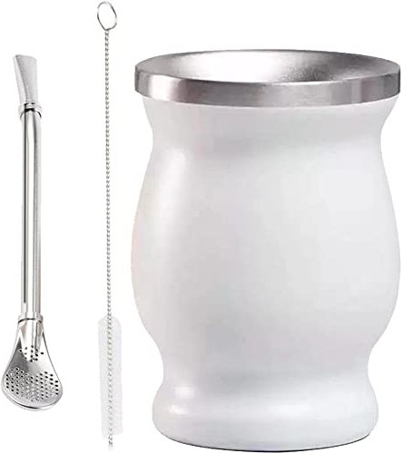 Ensemble de Tasses à thé en Acier Inoxydable avec Couvercle Multifonctionnel et Paille et brosses de Nettoyage Tasse à thé à Double paroi Anti-brûlure